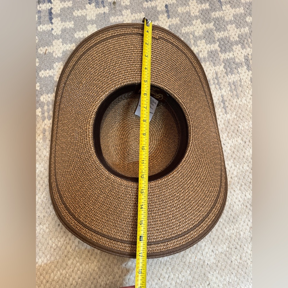 Straw Brown Wide-Brimmed Hat - Picture 10 of 13